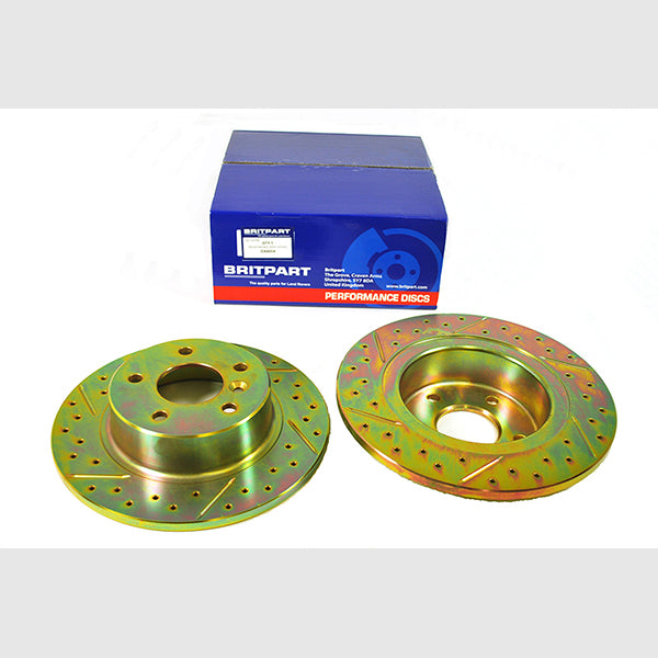 DA4604 - 1 - Rear Solid Brake Discs Drilled and Grooved Performance Upgrade for Range Rover P38 – DA4604-1
