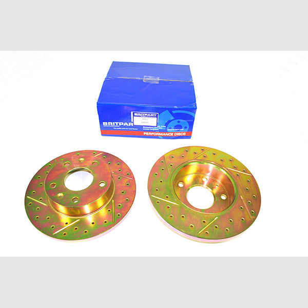 Front Solid Brake Discs Drilled and Grooved Performance Upgrade for Freelander 1 L314 – DA4607