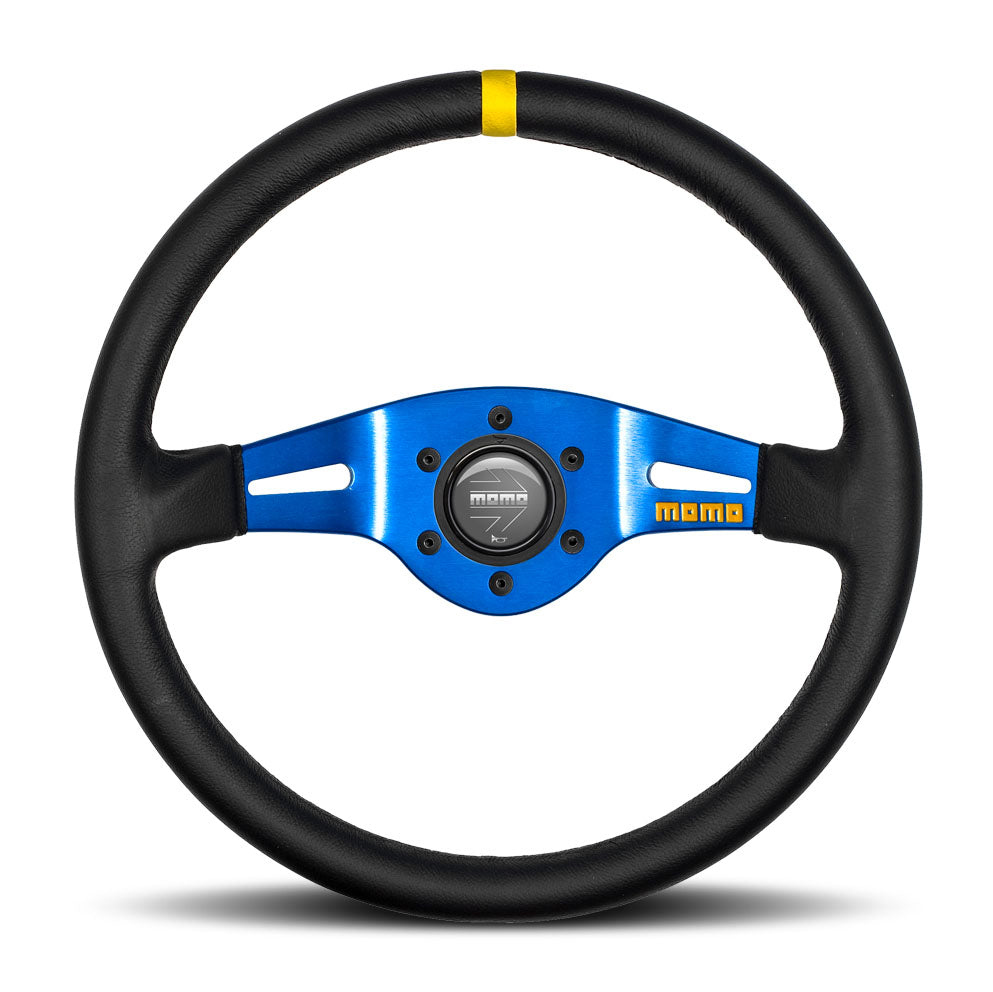 MOMO MOD.03 Steering Wheel - Leather, Blue Spoke