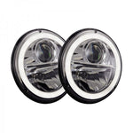 Wipac S7096LED 7" LED Chrome Halo Headlight Set suitable for Defender RHD vehicles
