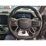 Carbon Fibre & Perforated Leather Heated Flat-Bottom Steering Wheel suitable for Land Rover Defender (L663)