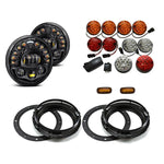 Black Projector LED Alien Headlights with DRL Light Package - Colour Full suitable for Land Rover Defender