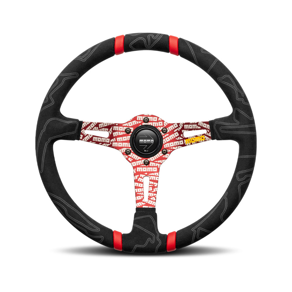 MOMO Ultra Black Steering Wheel - Red Insert