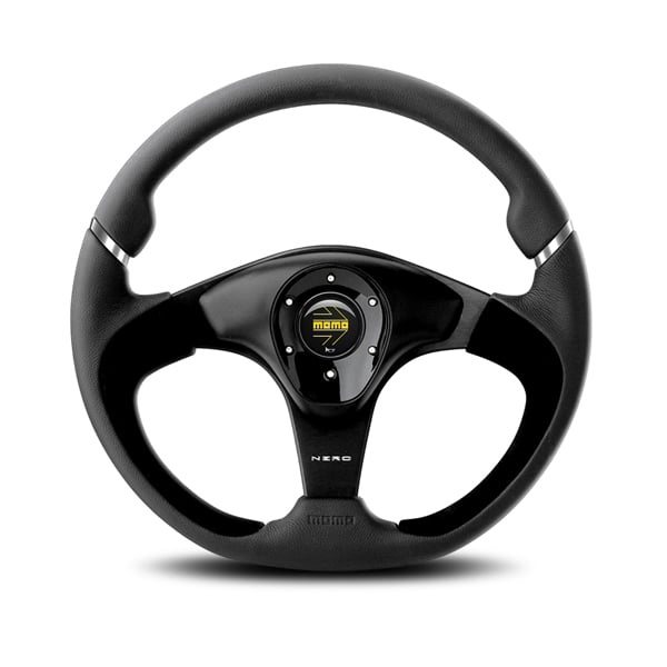 Momo Nero Steering Wheel in Black Leather for Land Rover Defender