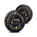 Black Projector LED Alien Headlights with DRL suitable for Land Rover Defender