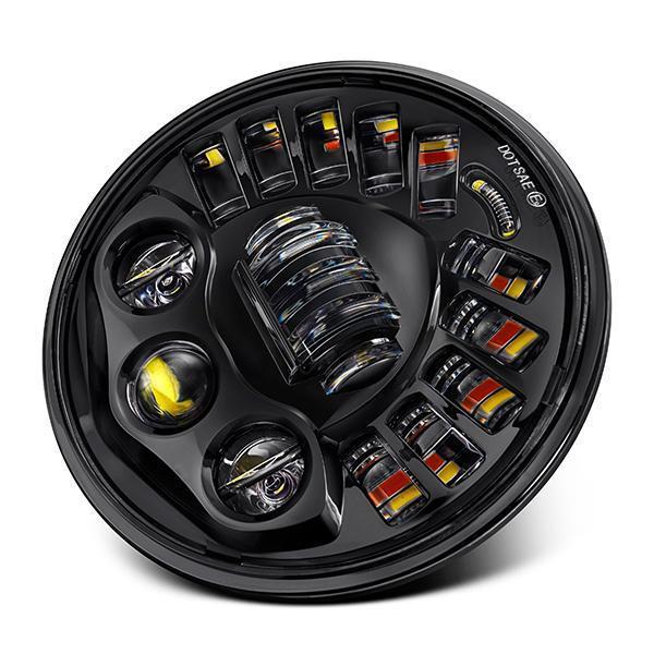 Black Projector LED Alien Headlights with DRL suitable for Land Rover Defender