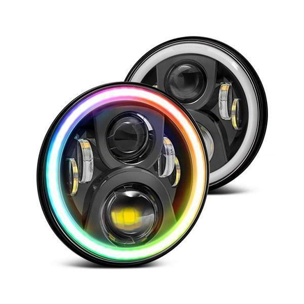 RGB LED Bluetooth Headlights (Colour Switch) suitable for Land Rover Defender