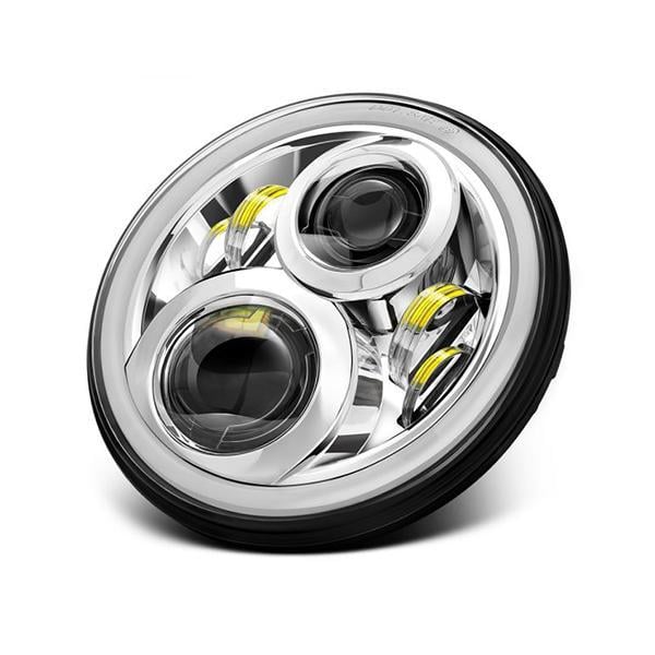 LED Projector Headlights with Halo (Chrome) suitable for Land Rover Defender