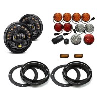 Land Rover Defender Black Projector LED Alien Headlights with DRL Light Package - Colour Full