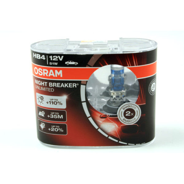 Osram Night Breaker Unlimited HB4 Bulbs Twin Pack – 9006NBU-HCB