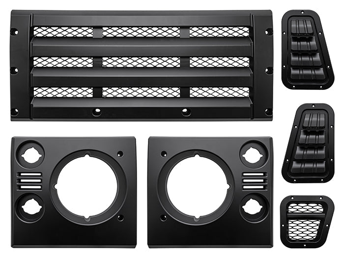 Bearmach Face Lift Kit - Satin Black 4 Bar Grille - BA 9455BM
