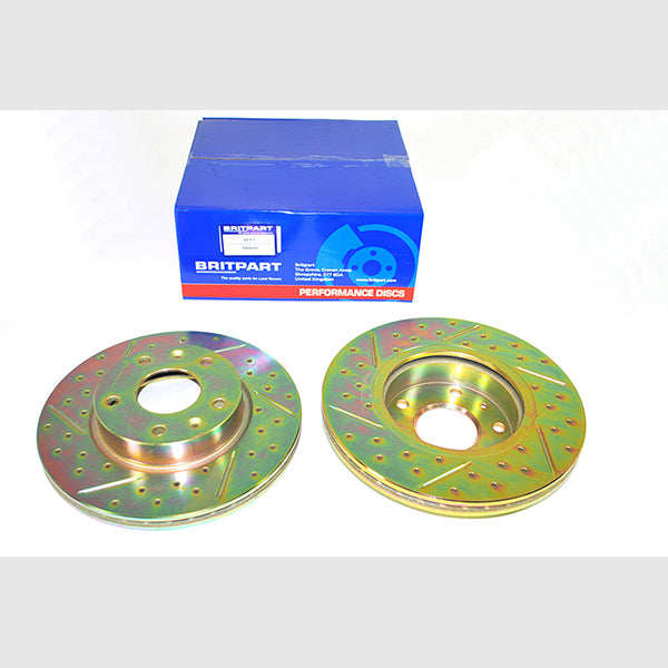 Front Vented Brake Discs Drilled and Grooved Performance Upgrade for Freelander 1 L314 – DA4608