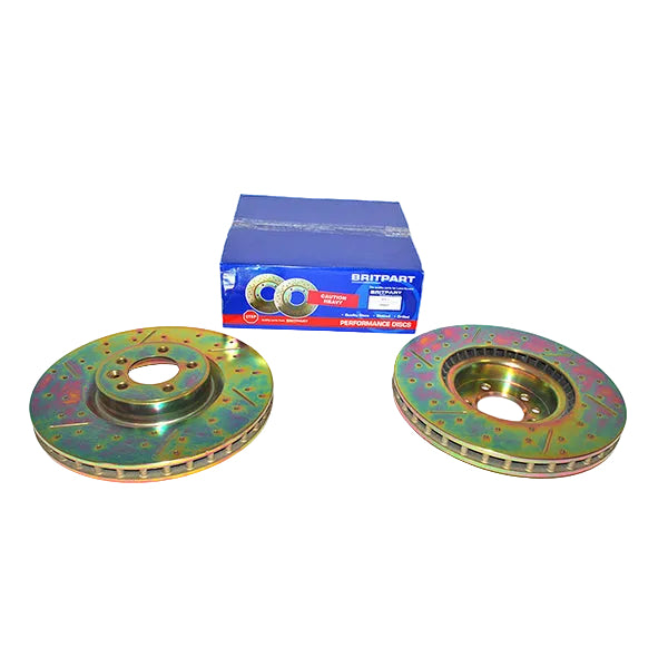 Front Brake Discs Vented Drilled and Grooved Performance Upgrade for Range Rover L405 – DA4627