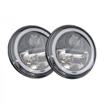Wipac S7099 LED 7" LED Black Halo Headlight Set suitable forDefender LHD vehicles