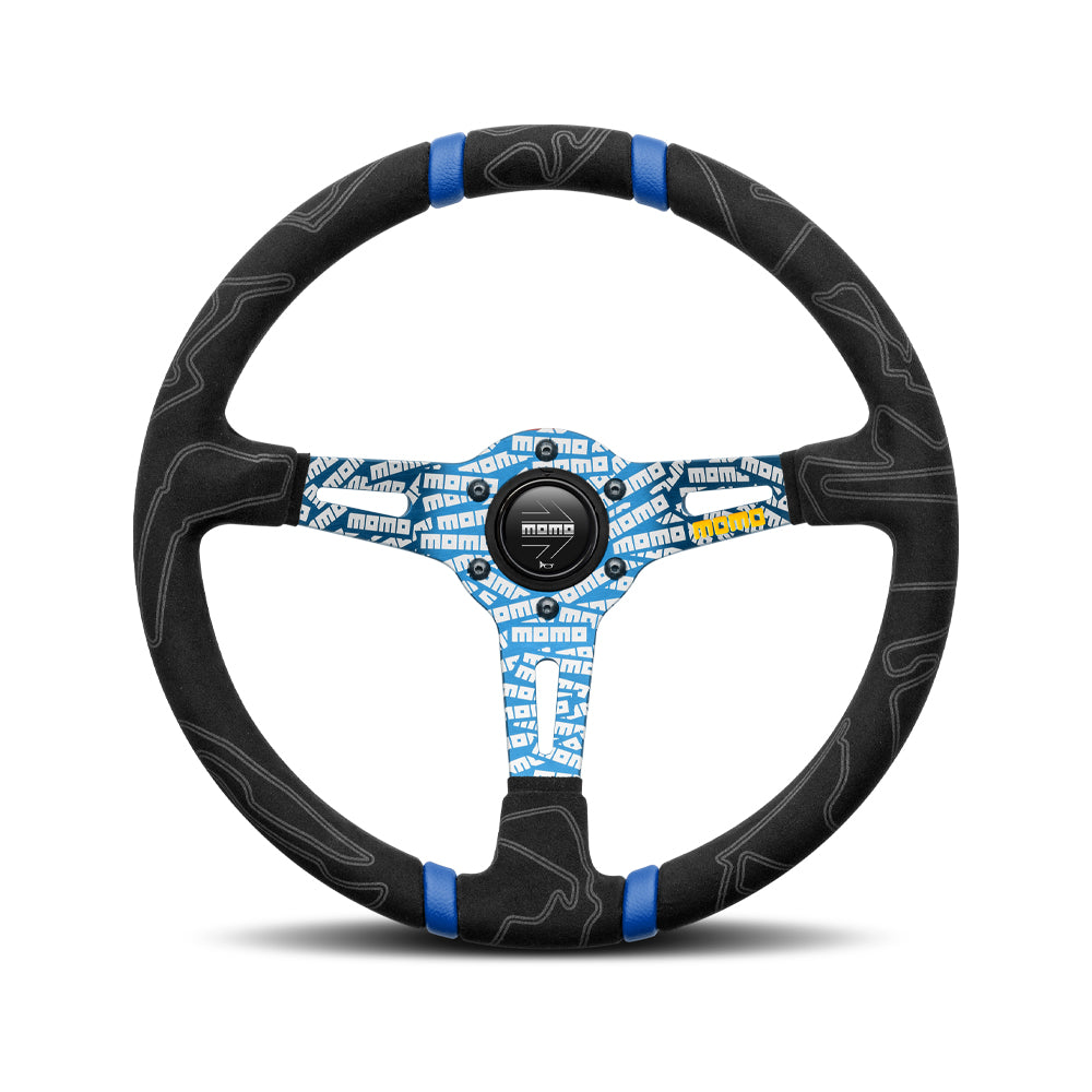 MOMO Ultra Black Steering Wheel - Blue Insert