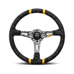 Momo Ultra Black Steering Wheel with Yellow Insert for Land Rover Defender