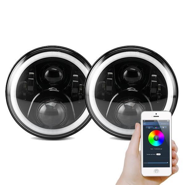 RGB LED Bluetooth Headlights (Colour Switch) suitable for Land Rover Defender