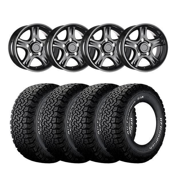 16" X 8" VBS NEMESIS BLACK ET10 WITH: 265/75/16 B F Goodrich T/A KO 2 All Terrain 119R