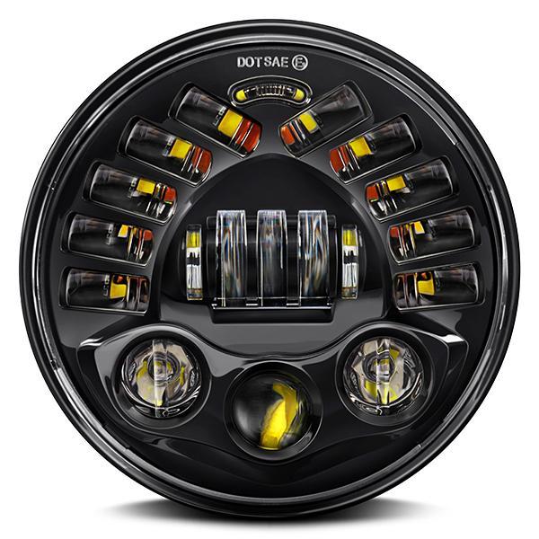 Black Projector LED Alien Headlights with DRL suitable for Land Rover Defender