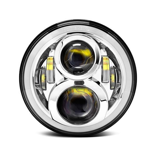 LED Projector Headlights with Halo (Chrome) suitable for Land Rover Defender