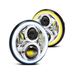 LED Projector Headlights with Halo (Chrome) suitable for Land Rover Defender