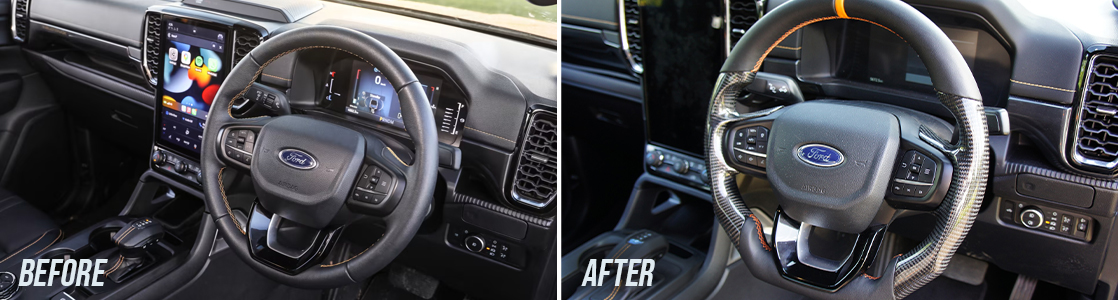 ford ranger steering wheel before after