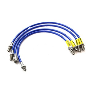 2 inch extended length blue stainless steel braided brake hoses with TUV