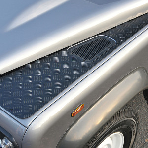 Defender Chequer Plate Wing Protector Top Pair Satin Black