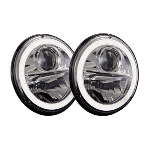 Wipac S7098LED 7" LED Chrome Halo Headlight Set suitable for Defender LHD vehicles