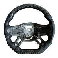 Genuine Land Rover Defender (L663) Carbon Fibre & Perforated Leather Heated Flat-Bottom Steering Wheel
