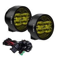 Pair of Cannon Race 4 SAE Selective Yellow Fog Lights W/ Harness